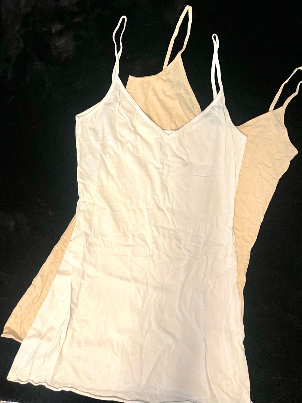 American Apparel Women's Simple Spaghetti Strap Slip Dress - White & Nude S & XS